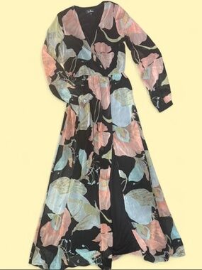 Lulus multicoloured floral sheer maxi dress